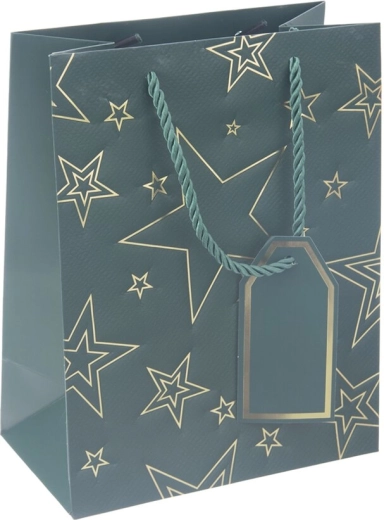 Paper gift bag with green star motif 18 × 10 × 23 cm