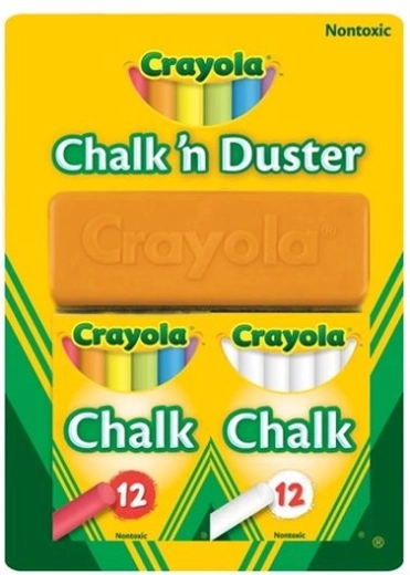 Crayola бял и цветен тебешир с гъбичка за изтриване
