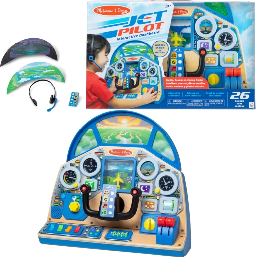 Melissa & Doug Interactive Pilot Cockpit – Wooden Airplane Control Panel