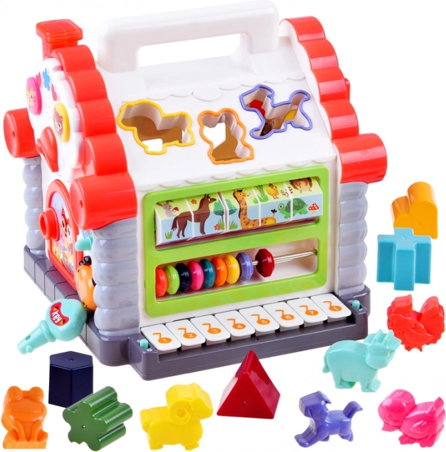 Интерактивна къщичка – музикално сортиране на форми и животни за деца 18+ месеца