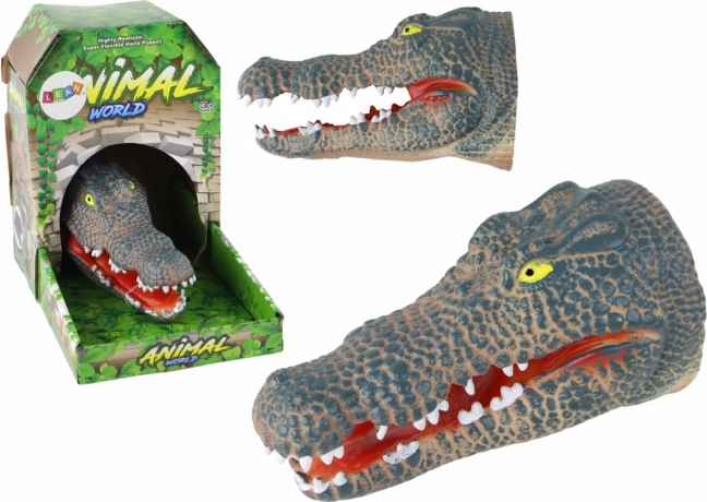 Rubber crocodile hand puppet – realistic gray