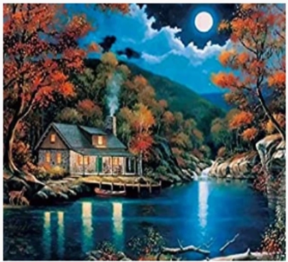 Norimpex Paint by Numbers House by the Lake at Night 40 × 50 cm