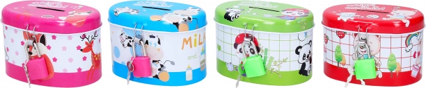 Метална овална касичка 10 × 6,5 см