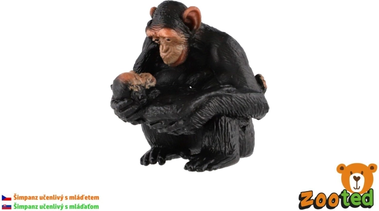 Female chimpanzee figurine with baby