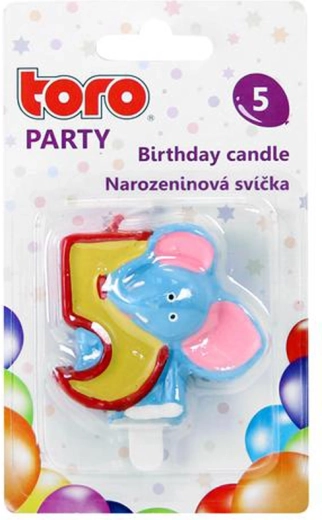 Тортова свещ цифра 5 със слон TORO 5 см
