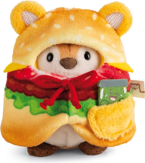 Nici MyMochi плюшен тигър Tiggy 8 см с костюм на хамбургер и мини краставичка, подаръчен комплект
