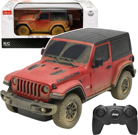 Rastar JEEP Wrangler Rubicon Muddy 1:24 RC – червена офроуд кола с дистанционно управление