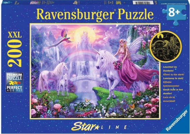 Ravensburger светещ пъзел Магическа нощ на еднорозите XXL 200 части