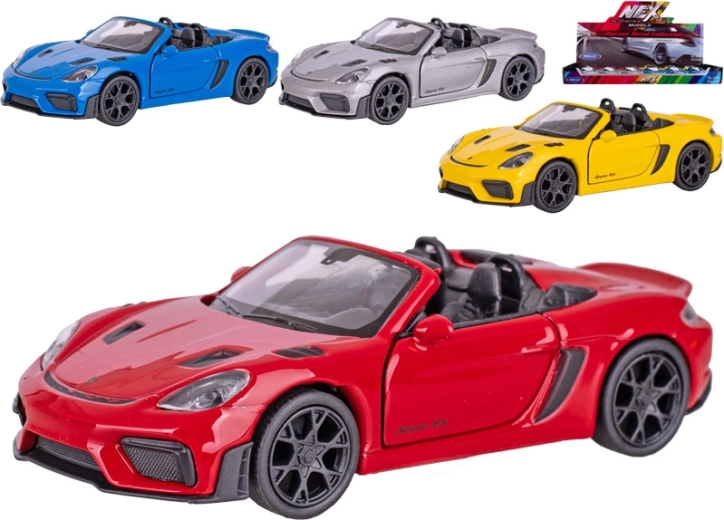 Метален модел на автомобил Welly Porsche 718 Spyder RS със задвижване назад (pull-back) 12 см
