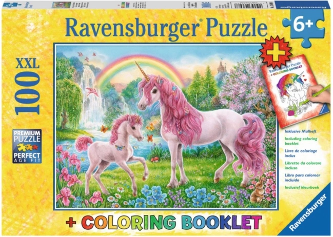 Пъзел Магически еднорози XXL 100 части + книжка за оцветяване RAVENSBURGER