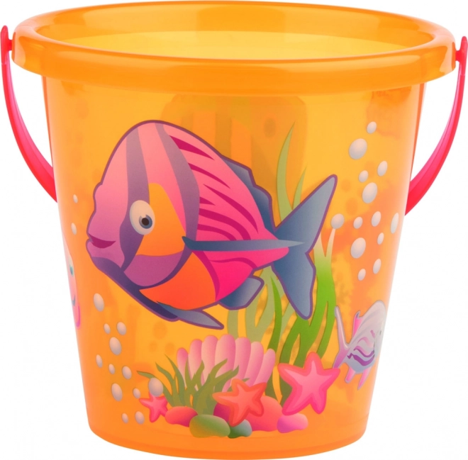 Beach bucket with fish motif for kids