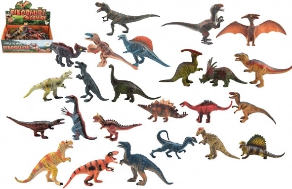 Plastic Dinosaurs 11–14 cm, mixed species in a box (24 pcs)