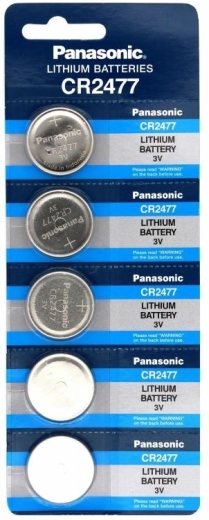 Panasonic CR2477 литиева бутонна батерия 3 V, опаковка 5 бр.