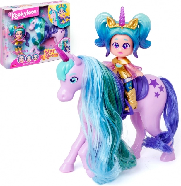 KookyLoos Star Unicorn Doll – Aurora with Unicorn and Accessories