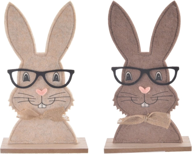 Wood and felt bunny decoration 14 × 5 × 25 cm