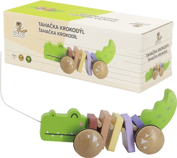 Babu wooden pull-along crocodile on a string