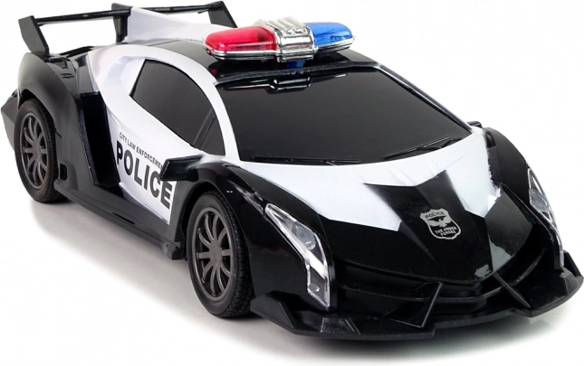 Remote-Controlled Police Racing Car with LED Lights – Black