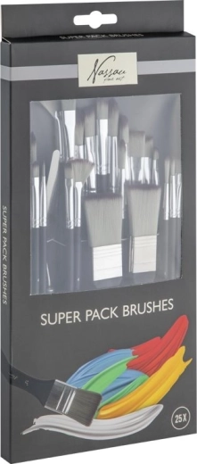 NASSAU Set of Paintbrushes with Palette Knife, 25 pcs