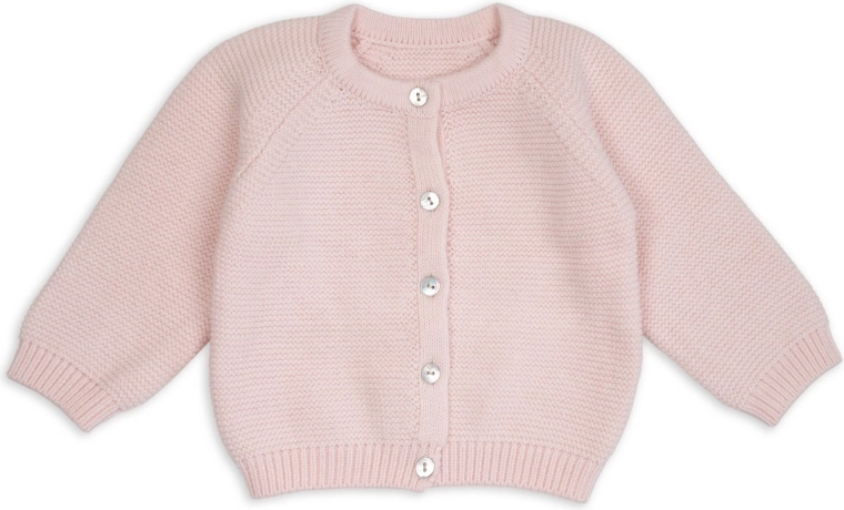 Lodger knitted baby cardigan made of merino wool tan size 56