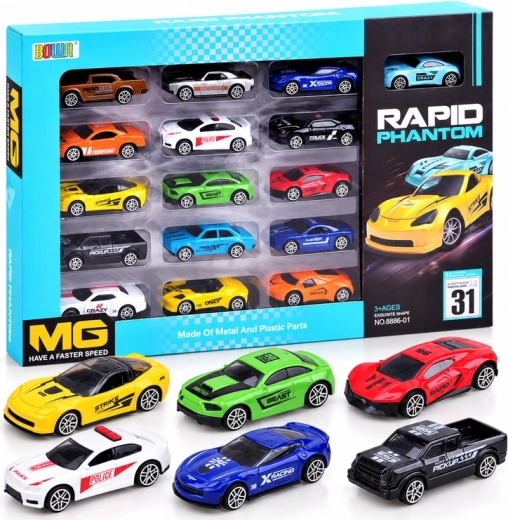 Set of 16 Metal Toy Cars - 16 pcs