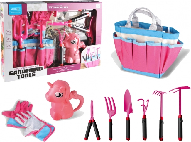 Градински комплект с инструменти и еднорог