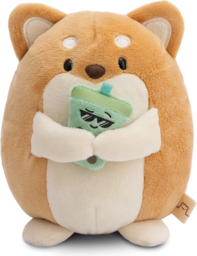Плюшена Shiba Inu Hiro MyMochi 16 см с bubble tea в подаръчна опаковка