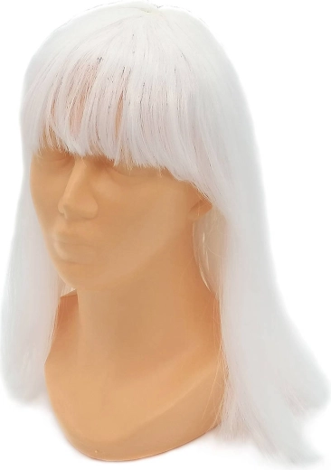 Carnival wig with long white hair - 1 piece