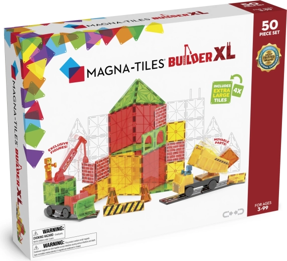 MAGNA-TILES Builder XL Trucks Magnetic Construction Set, 50 Pieces