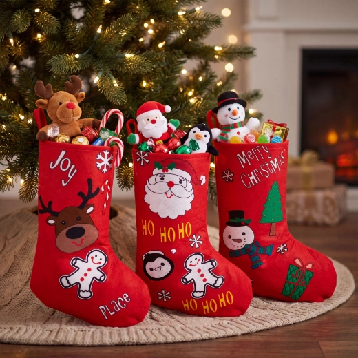 Christmas St. Nicholas felt stocking 25 × 40 cm, red - 1 piece