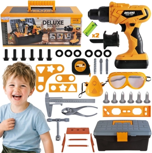 Woopie tool set for little DIYers with cordless drill in a case, 39 pcs