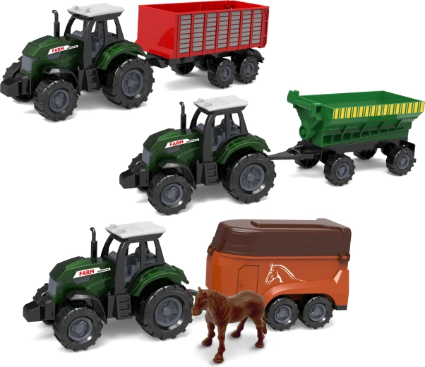 Tractor with Trailer, Metal and Plastic, 17 cm