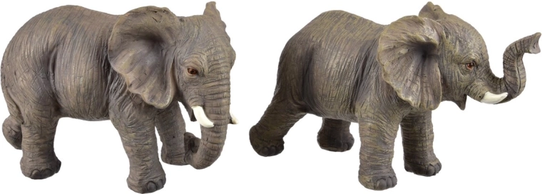 Decorative elephant figurine made of polyresin, grey, 15 cm