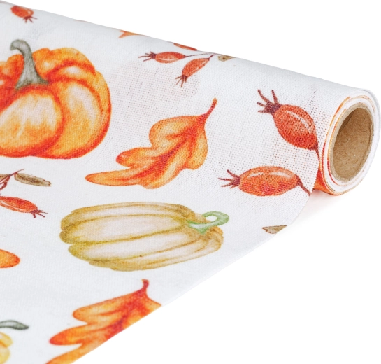 Decorative table runner with autumn motif 180 × 28 cm