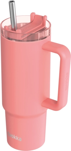 Stainless steel thermal tumbler Quokka Vibe Coral Drop Safe with straw 880 ml