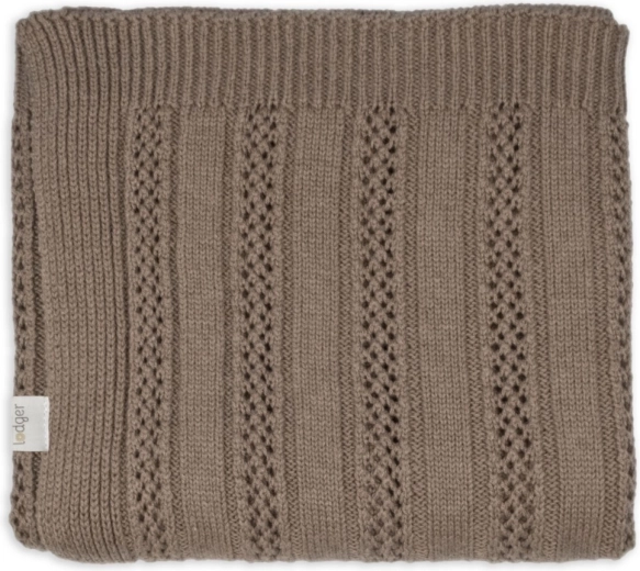 Lodger knitted newborn blanket merino tan buffalo
