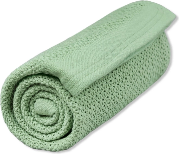 Vinter & Bloom organic cotton blanket Soft grid dew green
