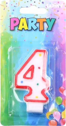 Парти свещ цифра 4 червена