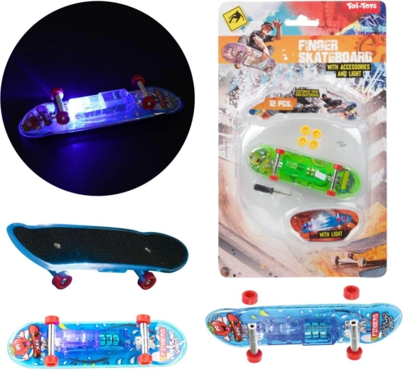 Пръстов скейтборд със светлина 9,5 см – пластов мини fingerboard