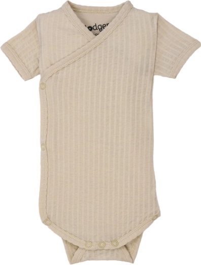 Lodger baby bodysuit with short sleeves Seersucker Birch, size 80