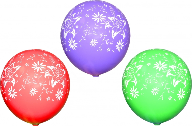 Надуваеми балони с щампа Цветчета - комплект 10 бр.