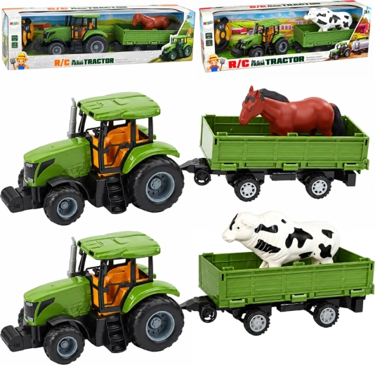 Green Tractor with Trailer and Horse on Remote Control