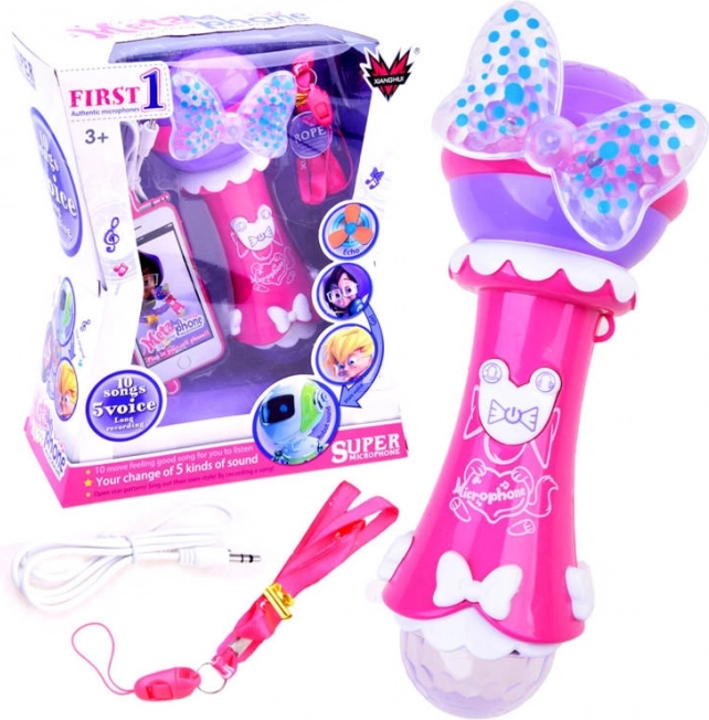 Детски караоке микрофон с запис и MP3 – Розов