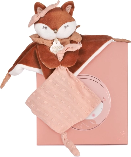 Подаръчен комплект Doudou: плюшена лисичка Мина с държач за залъгалка 20 см