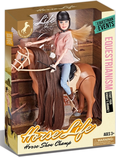 Riding Brown Battery-Powered Horse with Sounds and Rider