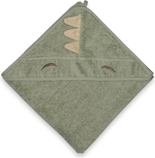 NuuRoo Aki бебешка хавлия с качулка light green dino