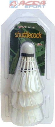 ACRA feather badminton shuttlecocks white - set of 3 pieces