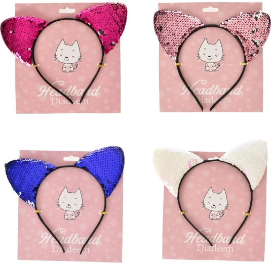 Sequin cat ears headband 16 × 16 cm