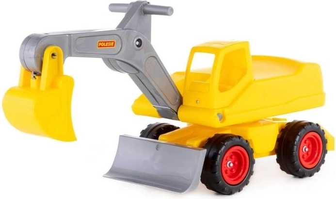 Kids’ ride-on mega excavator with 360° seat and detachable plow