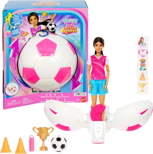 Mattel Barbie Team Roll and Reveal футболистка с аксесоари
