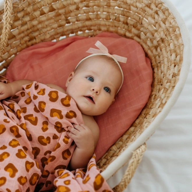 Памучна муселинова повивка CORAL LEOPARD 120 × 120 см